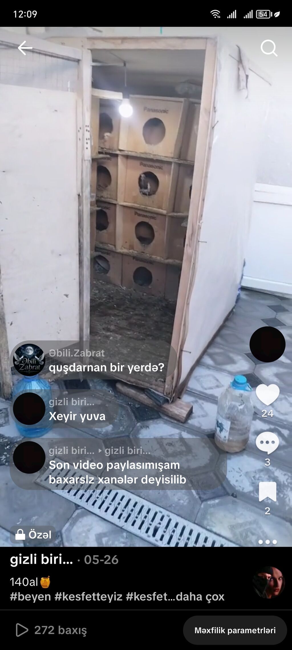 Göyərçin yuvası satılır hündürlüyü 1.50 eni 1.30 uzunu 1. 50 Hər yani — Heyvanlar, Digah