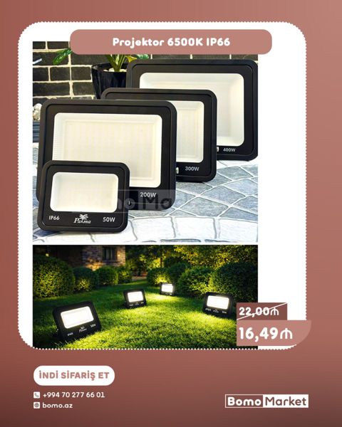 LED Proyektor 6500K IP66 - Rəng temperaturu: 6500K (soyuq ağ işıq) — Bakı