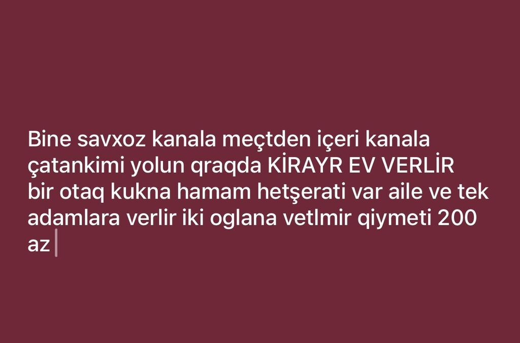 Binə savxozda, kanala meçddən içəri – yola yaxın yerdə kirayə ev. - 1 — Daşınmaz əmlak, Digah