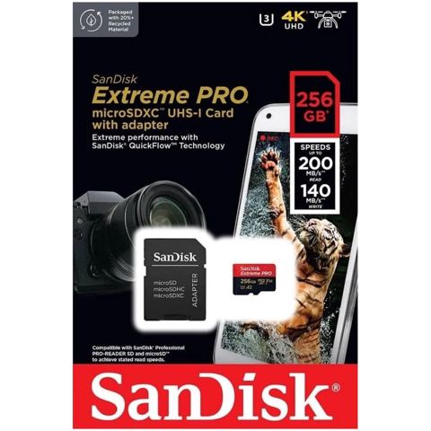SD Kart "SanDisk 256GB Extreme PRO MicroSDXC Uhs-ı Card with adapter SDSQXCD-256G-GN6MA" — Bakı