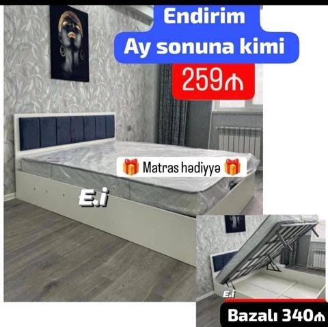 Yeni, İkinəfərlik çarpayı, Bazalı, Matras ilə, Siyirməsiz — Mehdiabad