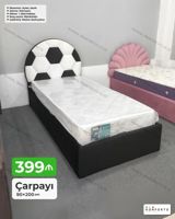 Uşaq/yeniyetmə üçün futbol topu formasında başlıqlı tək çarpayı — Goods