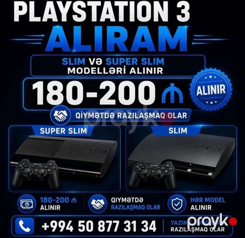 PlayStation 3 alınır. PS3 Slim və PS3 Super Slim modelləri qəbul — Bakı