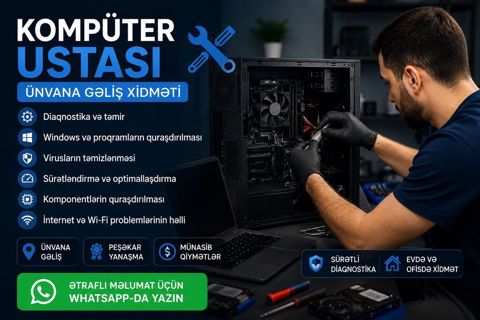 Kompüter ustası — ünvana gəliş xidməti Kompüter və noutbuklarla bağlı — Bakı