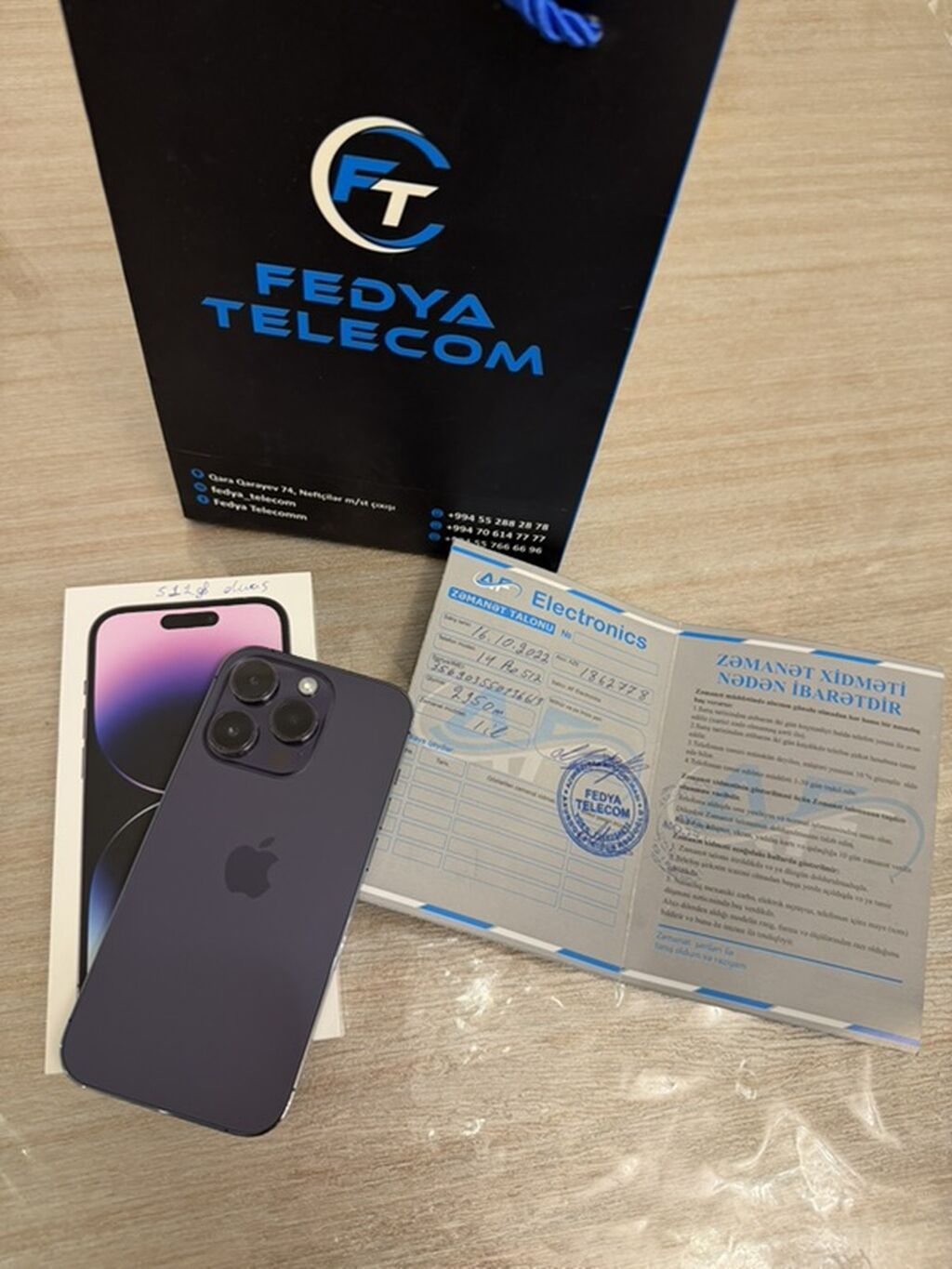 IPhone 14 Pro, 512 GB, Deep Purple, Zəmanət — Apple iPhone, Bakı