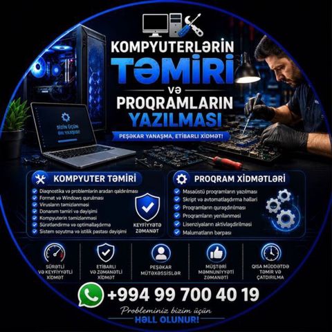 Kompüterlərin təmiri və proqramların yazılması xidməti Xidmət — Bakı