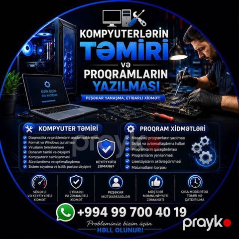 Kompüterlərin təmiri və proqramların yazılması xidməti Xidmət — Bakı