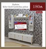 TV stendi və divar rəfi dəsti - Ölçü: 180 sm - Rəng: ağ — Мебель