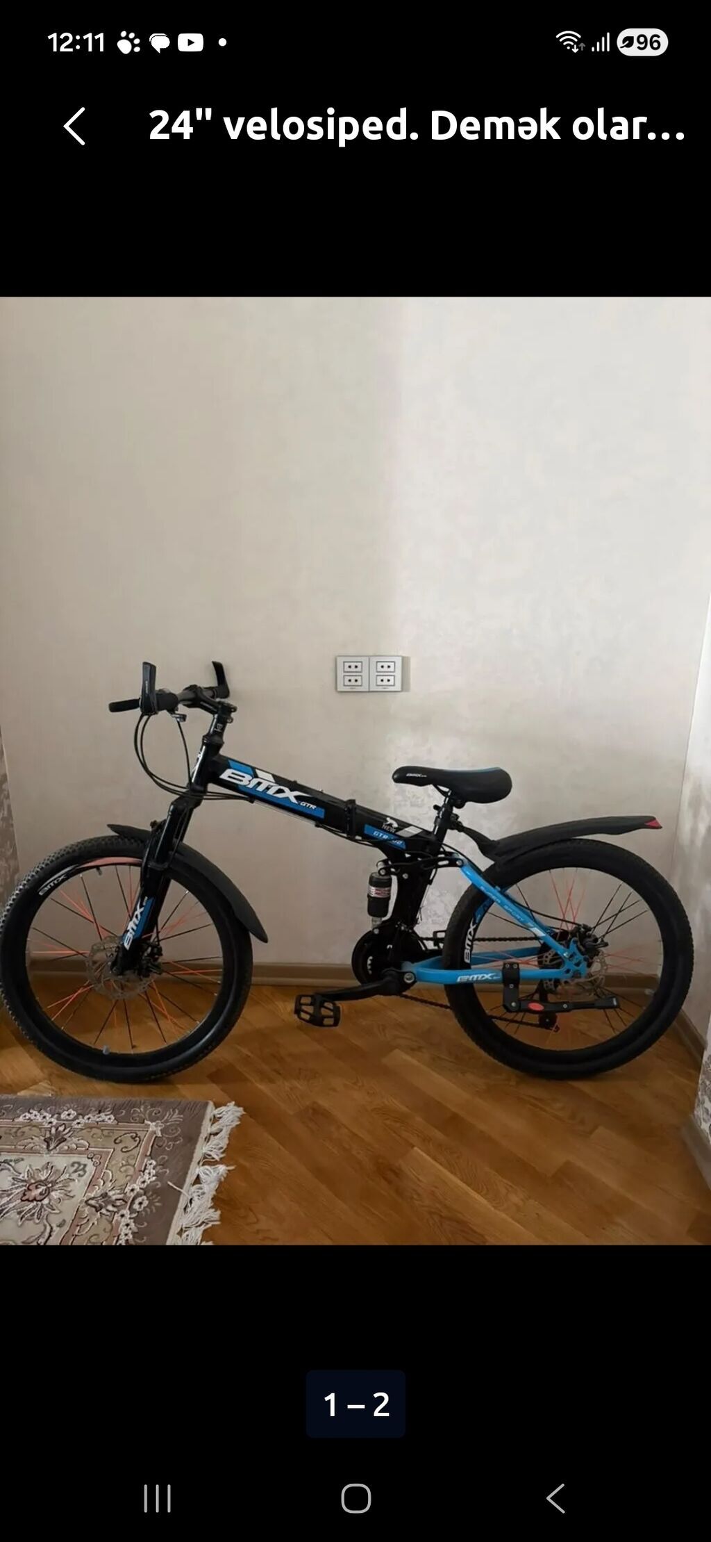 24" BMX tipli qatlanan velosiped - Təkər ölçüsü: 24" - Çərçivə — Velosipedlər, Bakı (3)