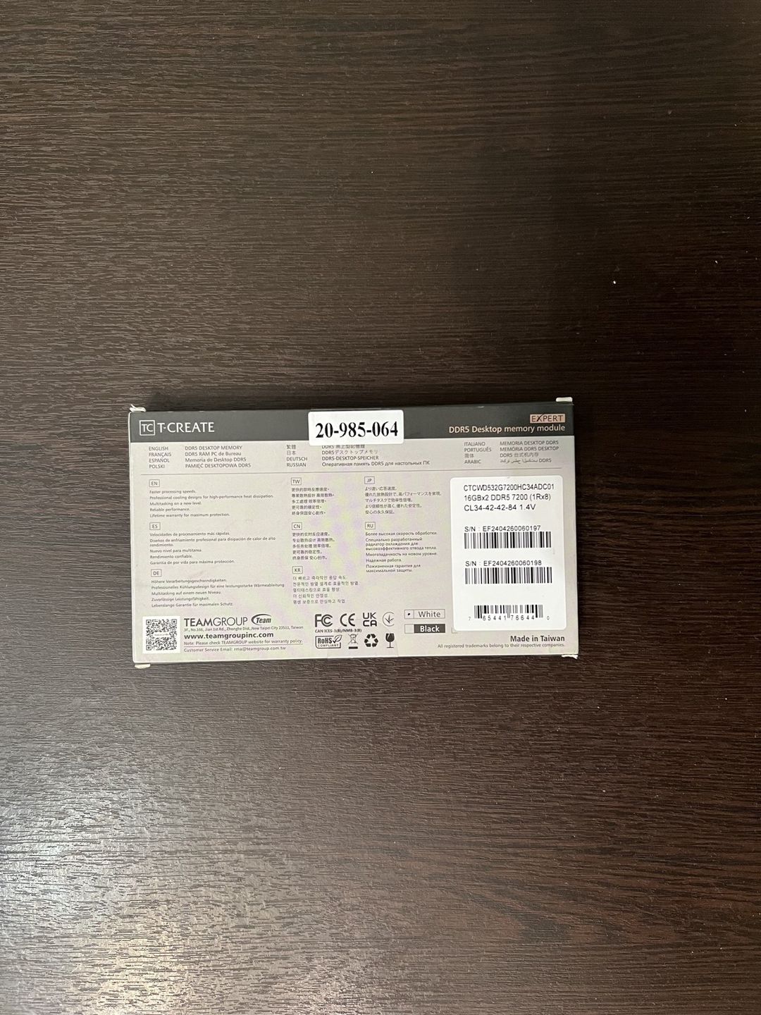 TeamGroup T-Create Expert DDR5 32GB (2x16GB) 7200MHz CL34 White — Elektronika, Bakı (3)
