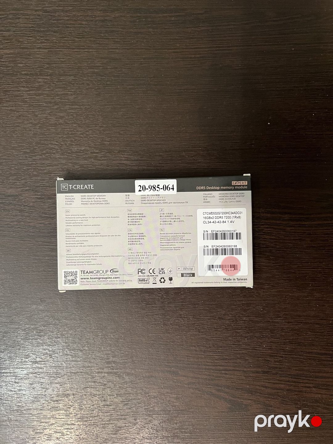 TeamGroup T-Create Expert DDR5 32GB (2x16GB) 7200MHz CL34 White — Elektronika, Bakı (3)