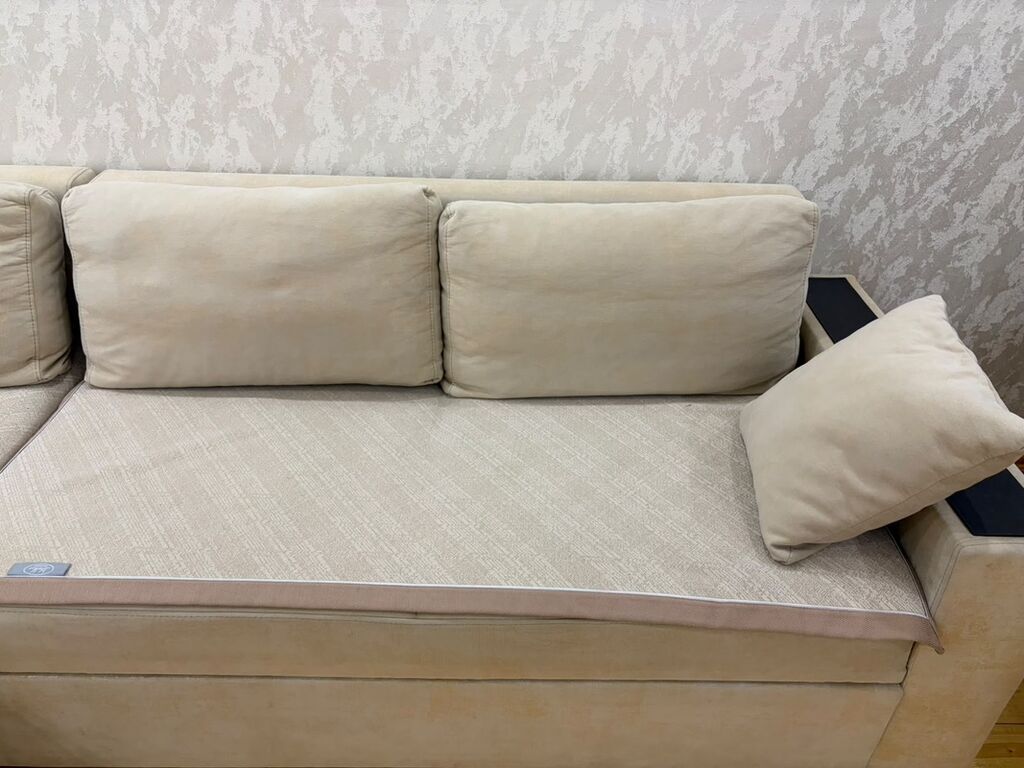 Künc divan – bej rəng, L-formalı dizayn - Müasir minimal üslubda — Mebel, Bakı (3)