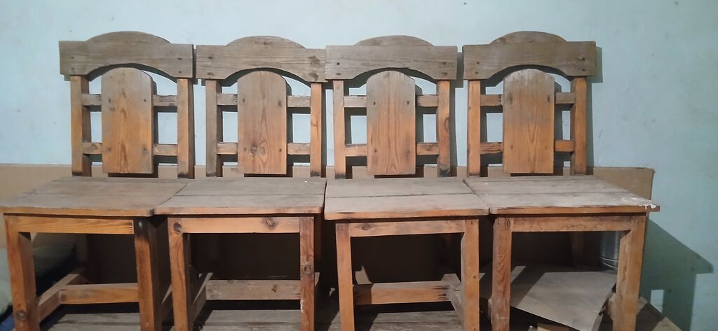 Taxta stullar – 5 ədəd dəst - Material: tamamilə ağac (kütləvi — Stullar, Bakı (4)
