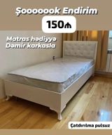 Ağ rəngli tək nəfərlik çarpayı - Başlıq hissəsi düyməli, yumşaq döşəmə — Мебель