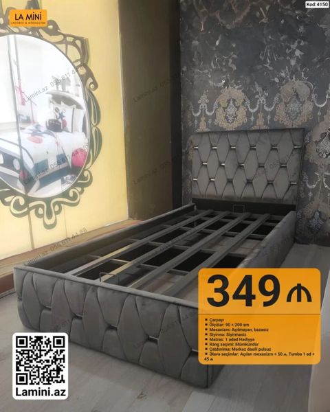 Məhsul: Çarpayı - Ölçü: 90 200 sm - Mexanizm: Açılmayan, bazasız — Bakı