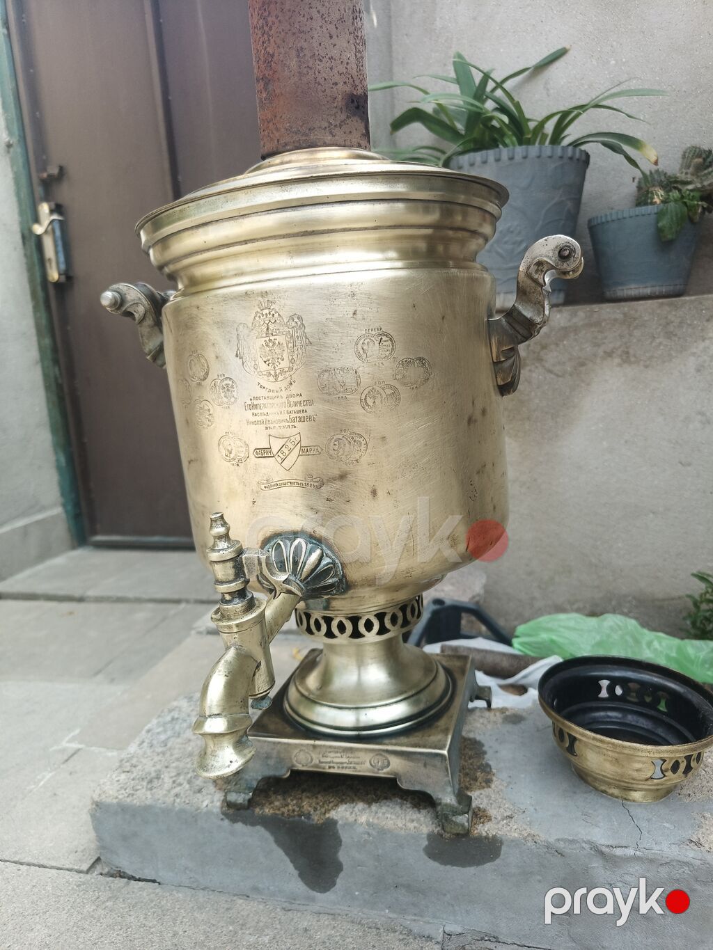 Məhsul: Bərk yanacaqla işləyən mis/latun samovar (kömür/odun üçün) — İdman, hobi, istirahət, Şamaxı (3)