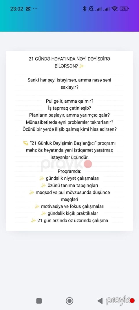 Xidmət: Özünüinkişaf və düşüncə dönüşümü proqramları Təsvir: - 21 — Şirvan
