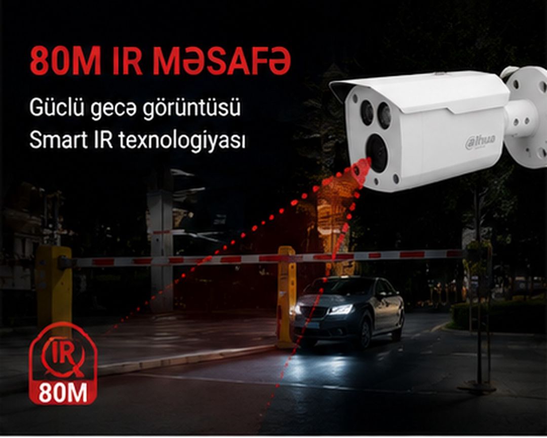 Dahua 2MP kamera 80M IR gecə görüntüsü Hdcvı IP67 — Təhlükəsizlik sistemləri, Bakı (9)