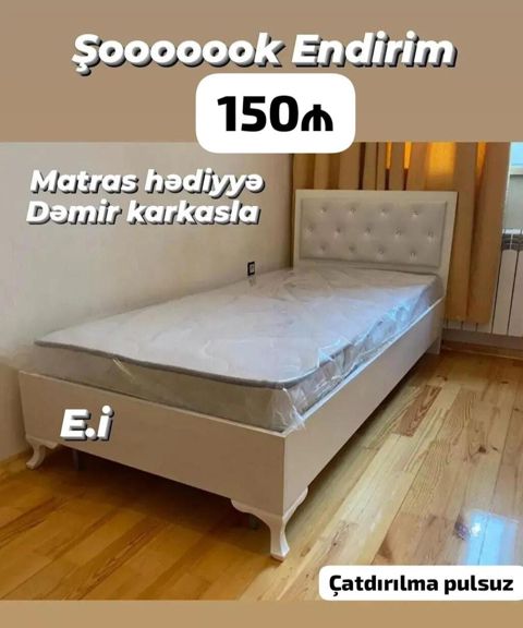 *Tək nəfərlik Çarpayı -150AZN Təhvil gün ərzində Dəmir karkasla — Bakı