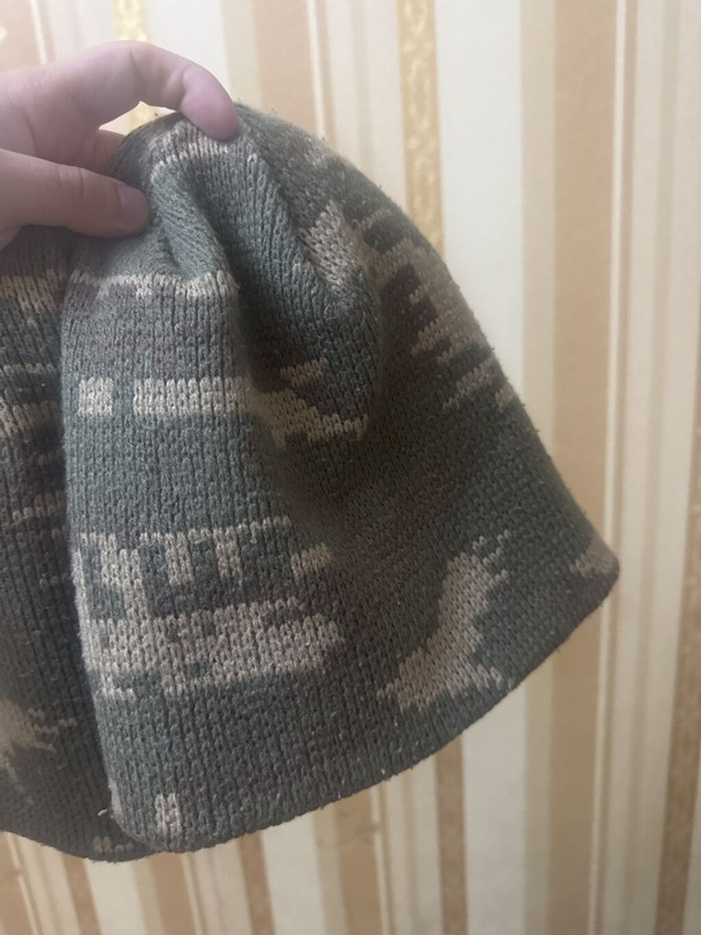 Kamuflyaj naxışlı toxunma papaq (beanie) - Rəng: yaşıl və qumlu — Şəxsi əşyalar, Bakı (2)