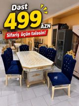 Klassik üslubda yemək otağı dəsti - Dəst: yemək masası + 6 ədəd stul — Mebel