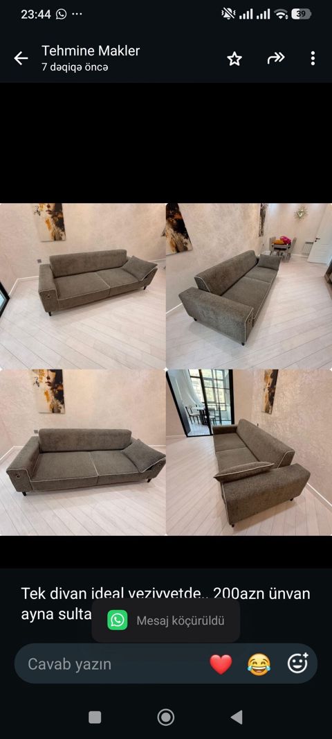 Tek divan ideal veziyyetde. 200azn ünvan ayna sultanova (8957)*Tehi — Bakı