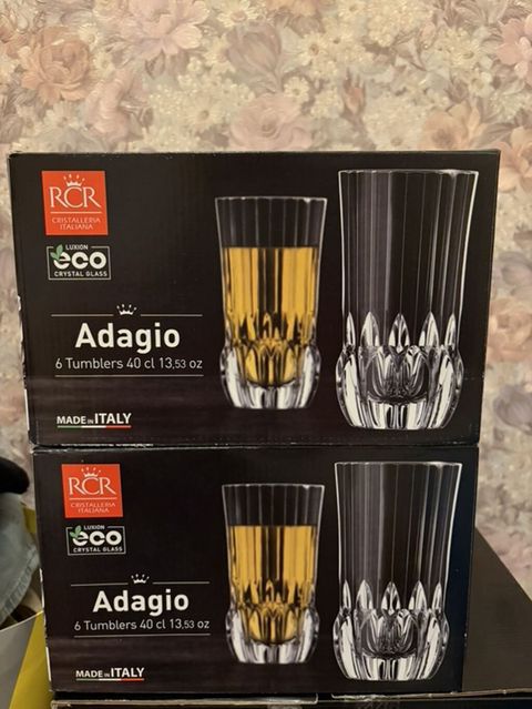 Stəkanlar, Xrustal, 6 ədədli dəst, 400 ml, İtaliya