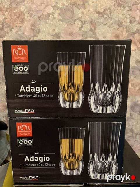 Stəkanlar, Xrustal, 6 ədədli dəst, 400 ml, İtaliya