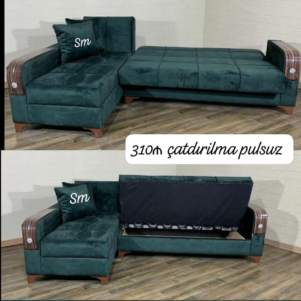Künc divan dəsti – yataq funksiyalı və sandıqlı - Model: künc divan — Mebel, Digah (2)