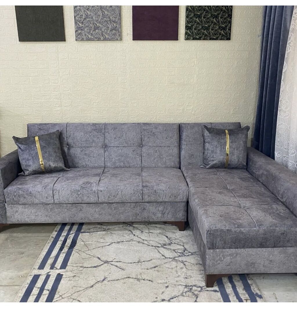 Künc divan dəsti - Ölçü: 2.4 x 1.5 m - Açılan bazalı konstruksiya — Mebel, Bakı (2)