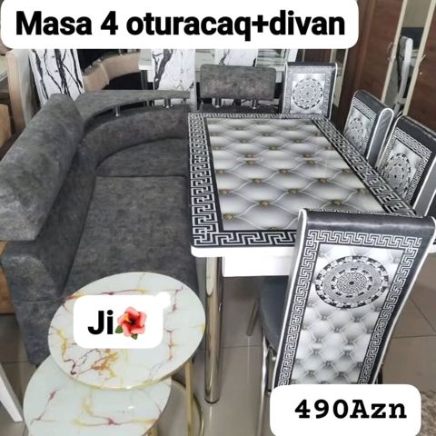 Mətbəx üçün, Yeni, Açılan, Dördbucaq masa, 4 stul — Bakı