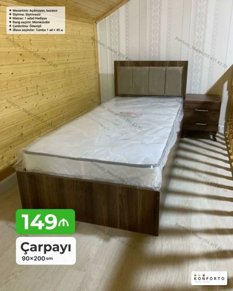 Çarpayı – 90x200 sm - Mexanizm: açılmayan, bazasız - Sıyırma — Bakı