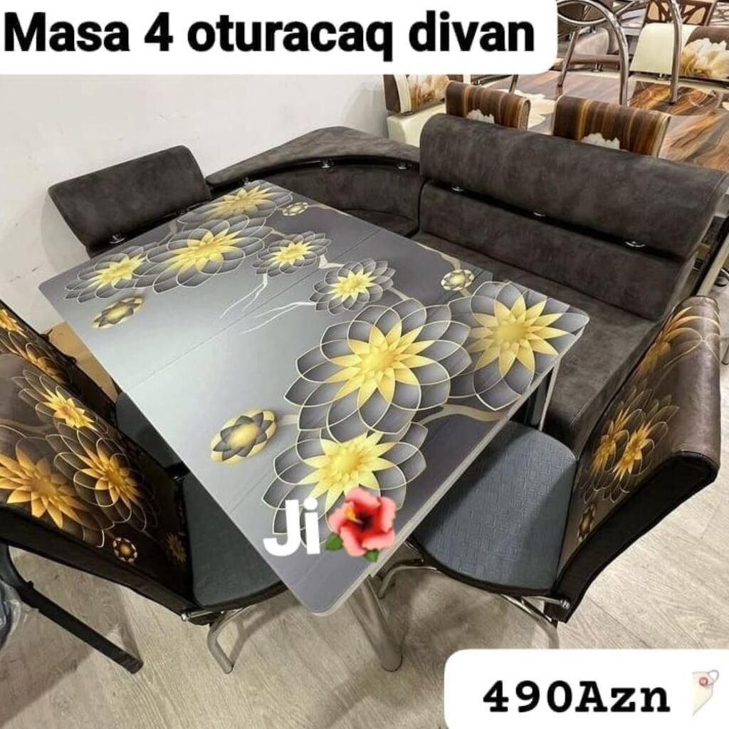 Mətbəx üçün, Yeni, Açılan, Dördbucaq masa, 4 stul — Mebel, Bakı (2)