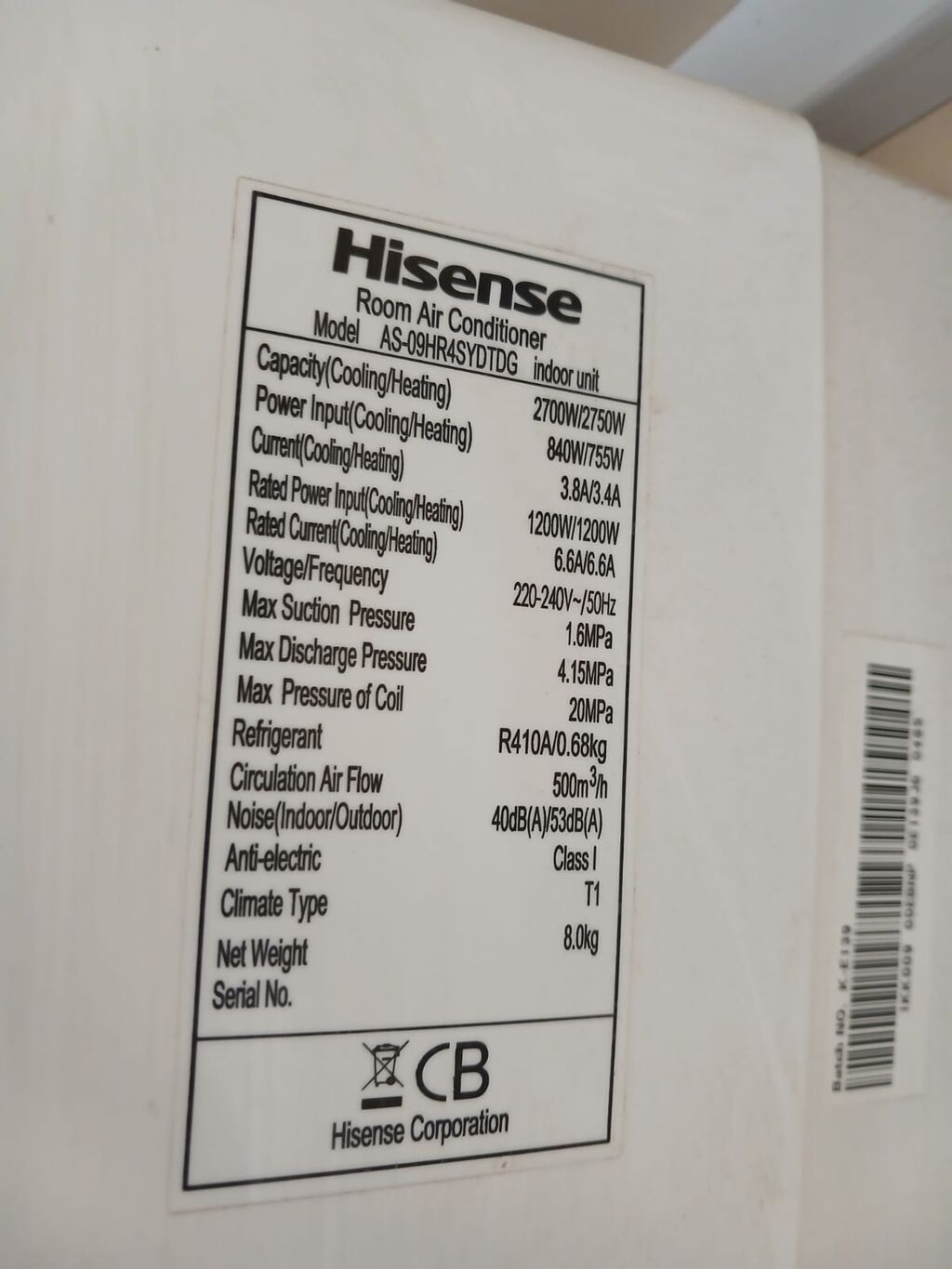 Hisense split kondisioner – daxili blok Model: AS-09HR4SYDTDG (Room — Elektronika, Xırdalan (2)