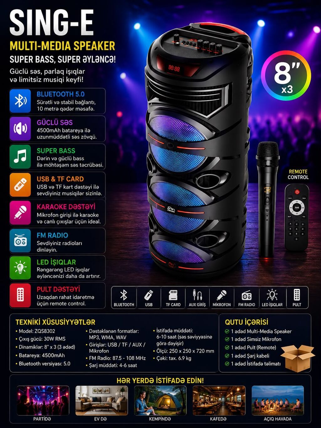 Kz-950001 45 azn kreditle 135 azn qiymət Səsucaldan kalonka karaoke — Elektronika, Bakı
