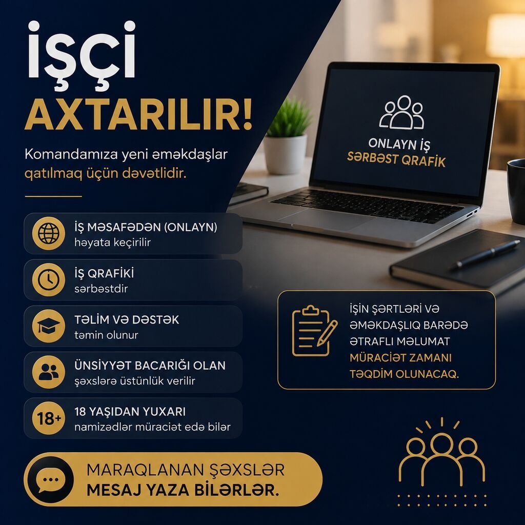 Onlayn iş – komandamıza yeni Xanim əməkdaşlar axtarılır Maşş həftəlik — İş, Sumqayıt