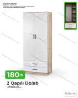 2 qapılı geyim dolabı — 47×200×90 sm - Daxili quruluş: bir tərəfdə — Мебель