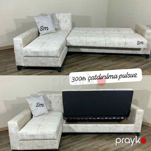 Künc divan dəsti – yataq funksiyalı və sandıqlı - Model: künc divan