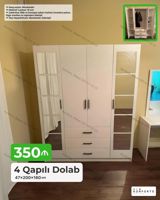 4 qapılı paltar dolabı - Ölçü: 47×200×160 sm - Material: 18 mm — Мебель