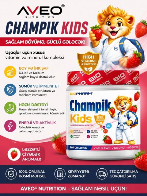 Aveo Nutrition Champik Kids uşaqlar üçün xüsusi hazırlanmış vitamin və — Bakı