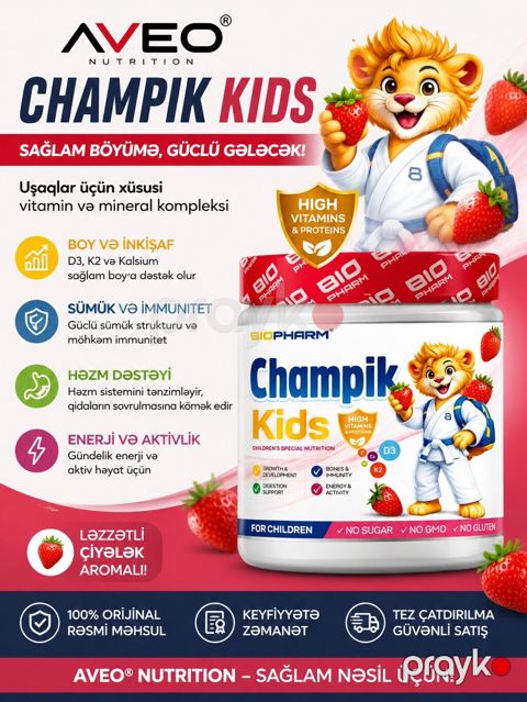 Aveo Nutrition Champik Kids uşaqlar üçün xüsusi hazırlanmış vitamin və — Bakı