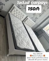 1 ədəd çarpayı – 150₼ - Ölçü: 200×90 sm - Rəng: ağ - Başlıq: düyməli — Ürünler