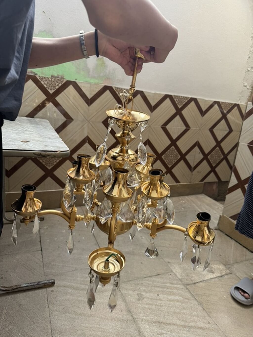 Çılçıraq, 10 və daha çox lampa, Xrustal — İşıqlandırma, Masazır (2)