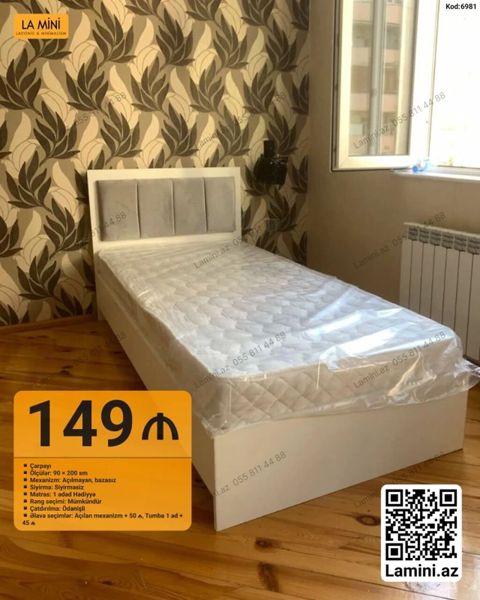 Çarpayı – LA Mını (Kod: 6981) - Ölçülər: 90 200 sm - Mexanizm — Bakı