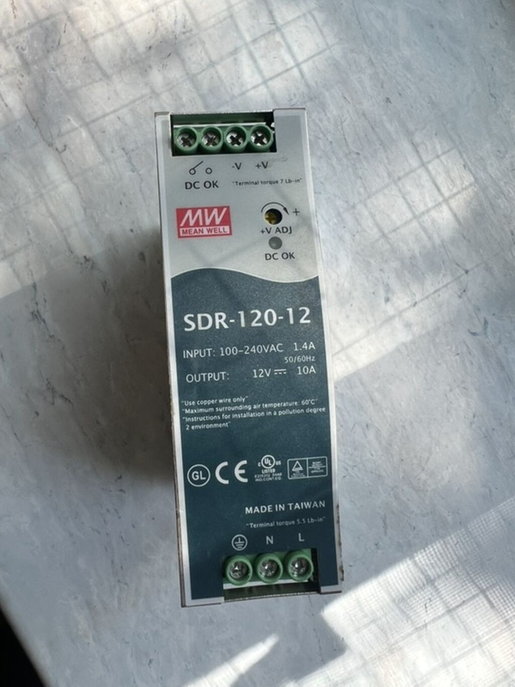 MW Mean Well SDR-120-12 sənaye tipli DIN-rels keçidli enerji təchizatı — Elektronika, Bakı