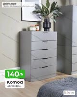 Komod – 40×100×80 sm - Minimalist dizayn, tutacaqlı 5 çekmece — Goods