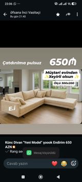*Künc Divan "Yeni Model" şoook Endirim 650 AZN Rəng seçimi var — Мебель