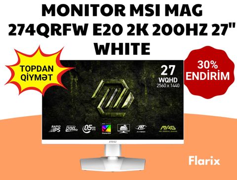 Monitor msı mag 274QRFW E20 2K 200Hz 27" whıte — Bakı