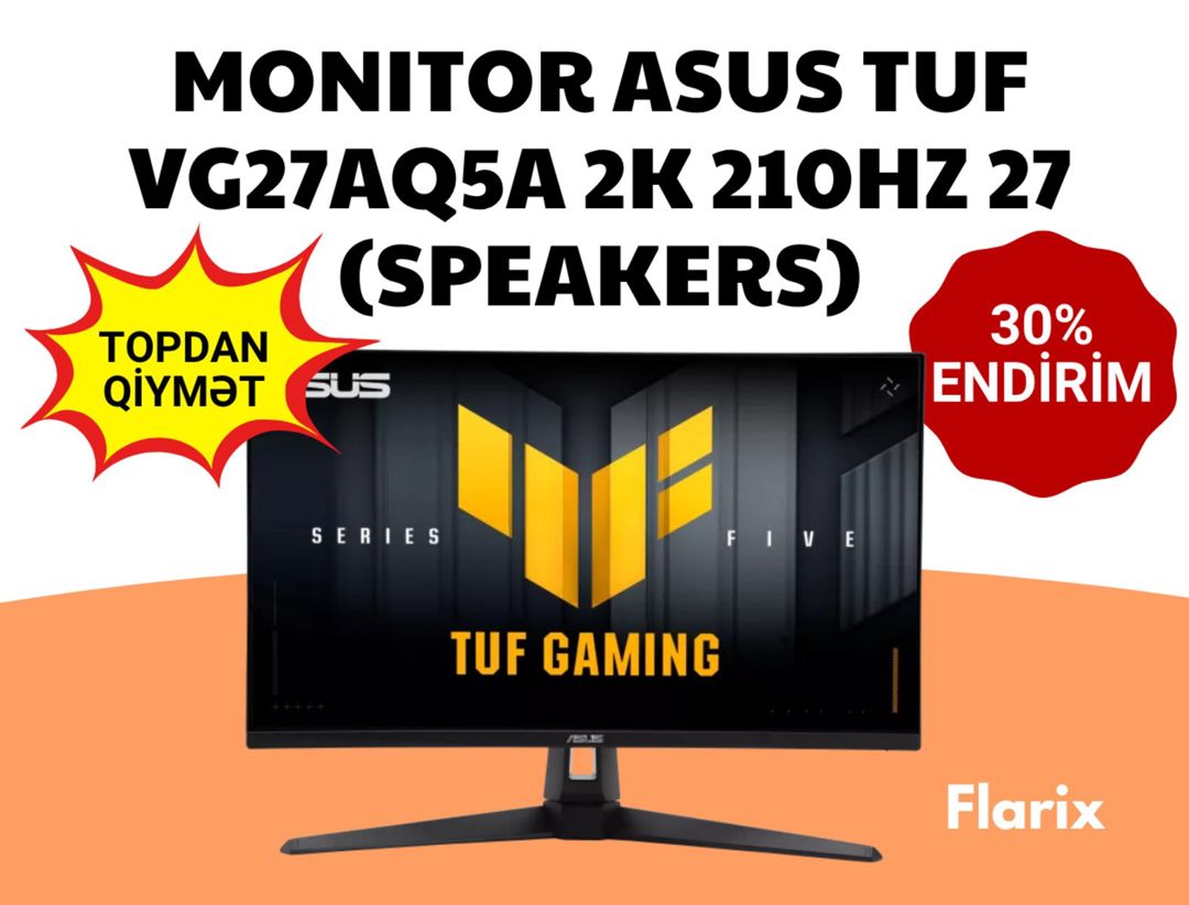 Monitor ASUS TUF GAMING VG27AQ5A 2K 210Hz 27 (Speakers) — Elektronika, Bakı