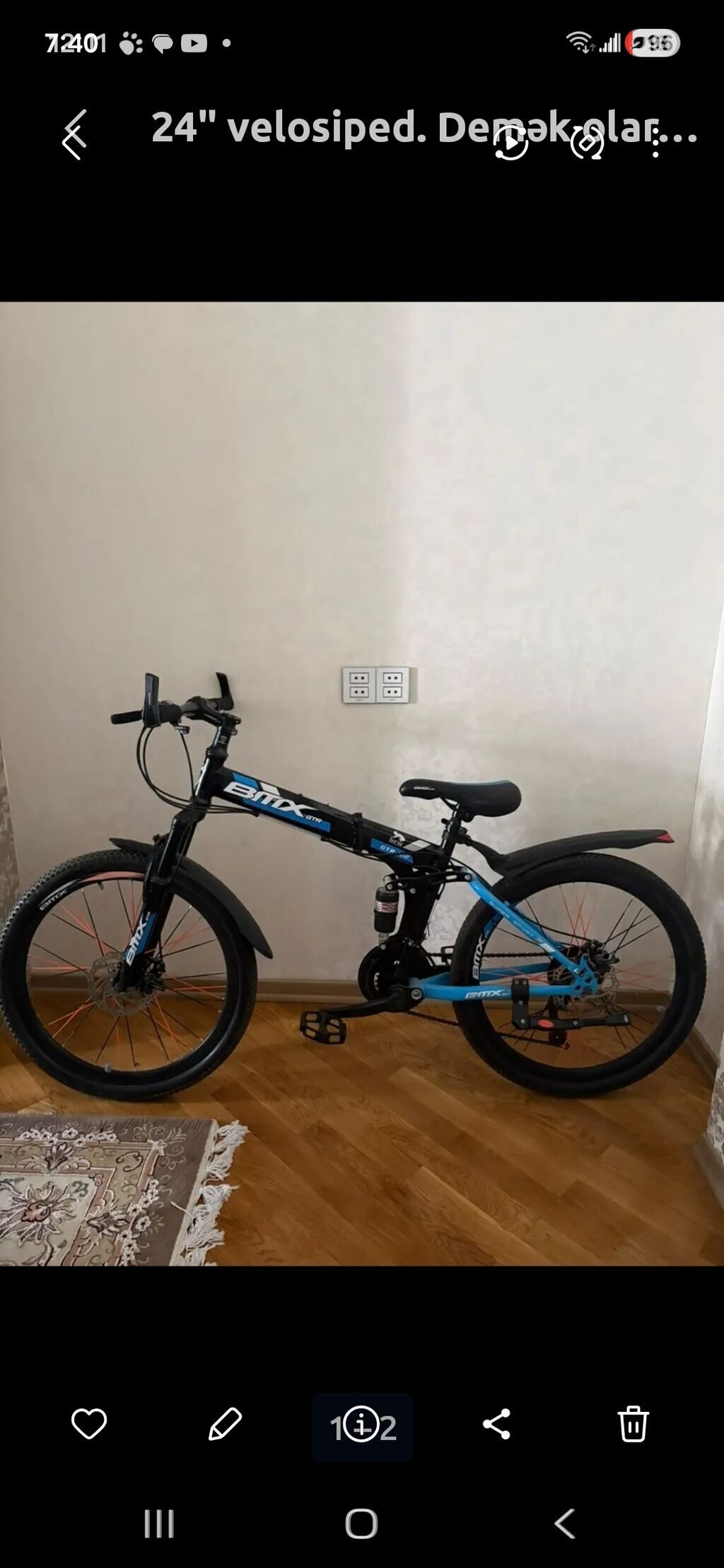 24" BMX tipli qatlanan velosiped - Təkər ölçüsü: 24" - Çərçivə — Velosipedlər, Bakı (2)